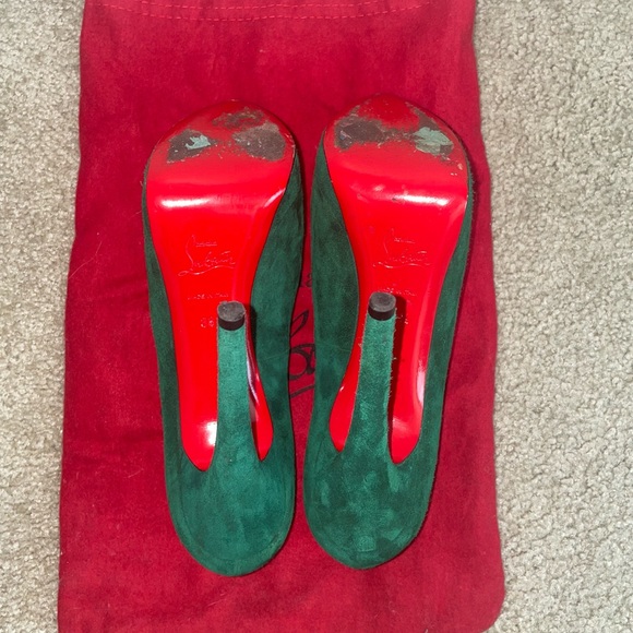 Christian Louboutin Green Lady Peep Toe Suede - Picture 4 of 5